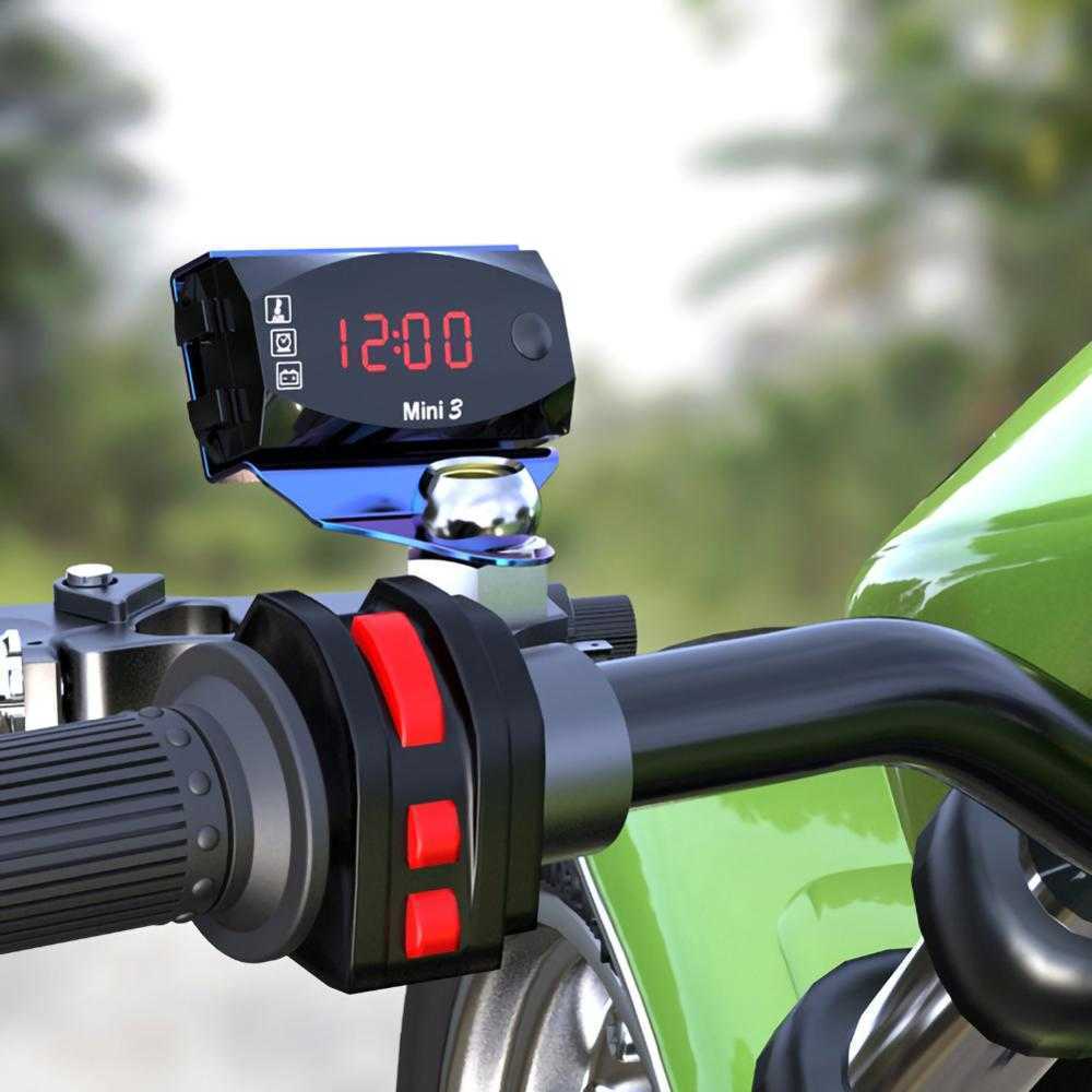 New Universal Motorcycle Electronic Clock Thermometer Voltmeter Three-In-One IP67 Waterproof Dust-proof LED Watch Digital Display