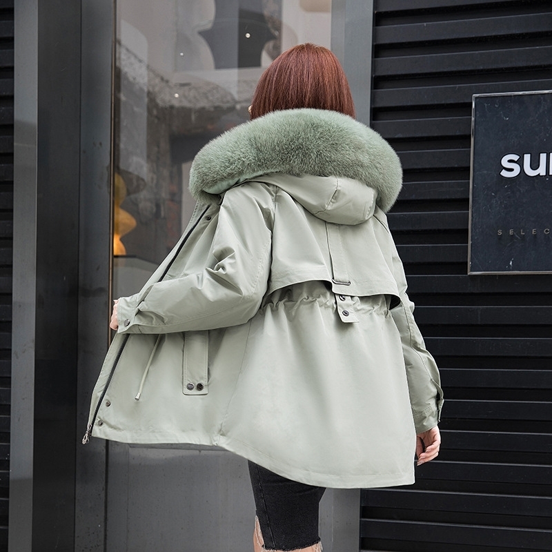 Women Parka Winter Coat Mid-length Whole Skin Rabbit Fur Big Raccoon Fox Fur Collar Detachable Real Fur Coat 201103, Beige
Women Parka Winter Coat Mid-length Whole Skin Rabbit Fur Big Raccoon Fox Fur Collar Detachable Real Fur Coat 201103, Beige