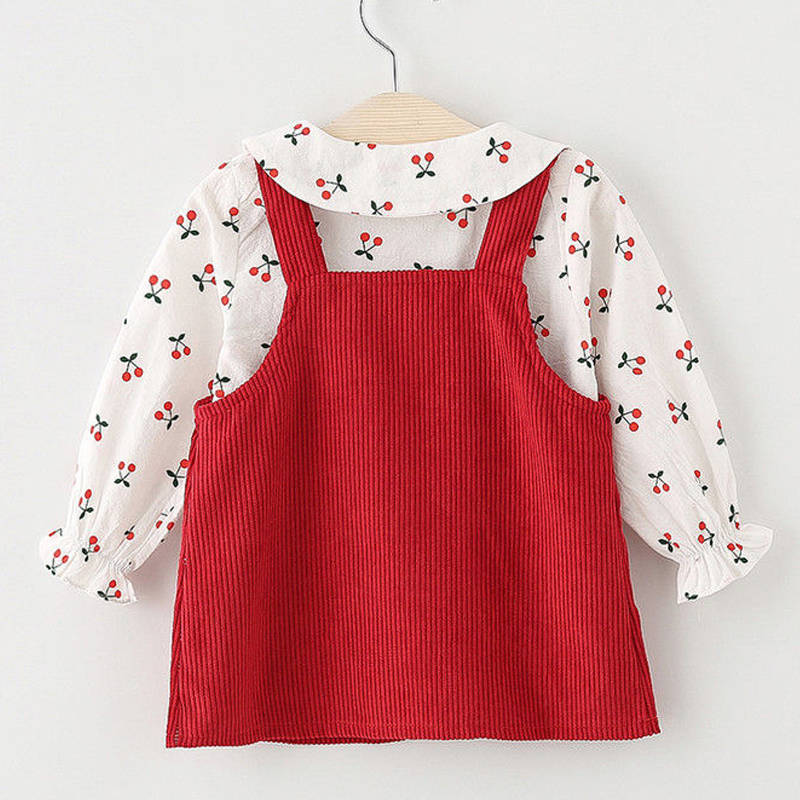 Humor Bear Fall Baby Girl Clothes Suit Spring Kids Clothing Suit Autumn Flower ShirtsCute Strap Dress Infant Clothing LJ201223