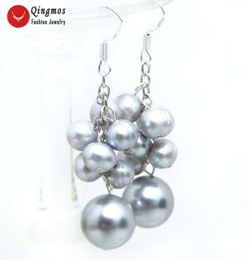 Qingmos Natural Gray 6-7mm Pearl Dangle Grape Earrings for Women with Round Gray Sea Shell Pearl Earring Jewelry Silver 925 Hook
Qingmos Natural Gray 6-7mm Pearl Dangle Grape Earrings for Women with Round Gray Sea Shell Pearl Earring Jewelry Silver 925 Hook