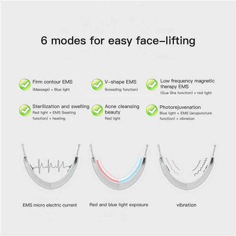 NXY Face Care Devices Ckeyin Facial Massager Double Chin Removal Face Lifting Belt Vibration Machine Led Photon Therapy Tighting Slimming Reducer 0222