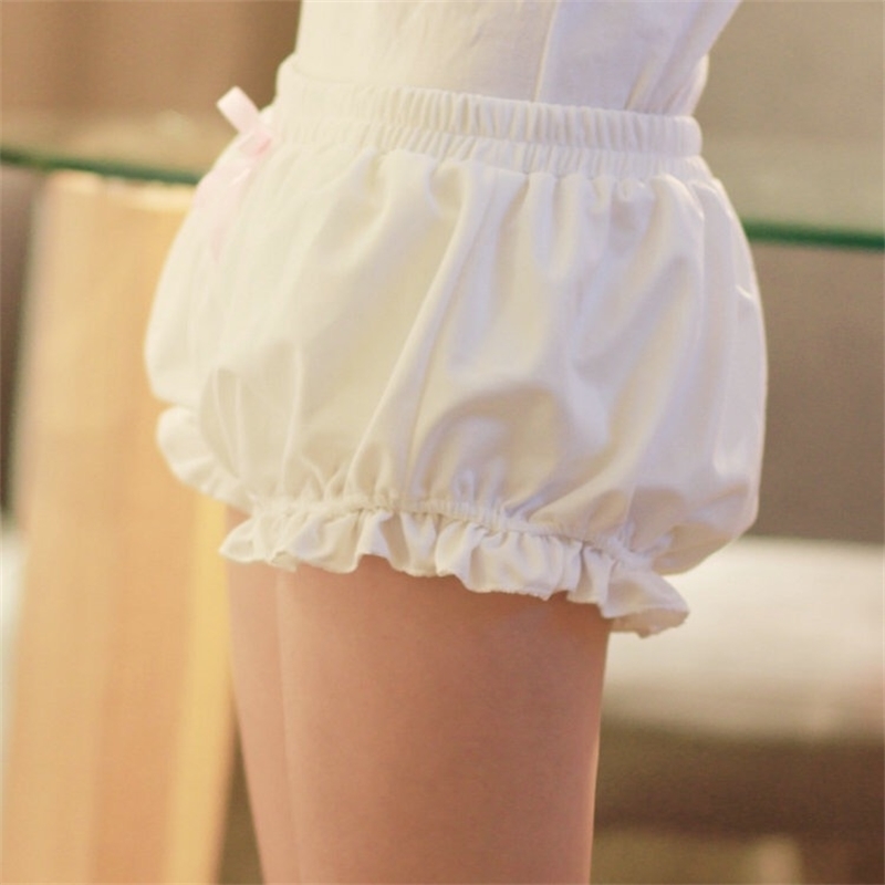 Lolita Girls Cotton Bloomers Pumpkin Pants Safety Shorts Women Cute Cartoon Ruched Stretchy Short Panties Bottoms For Ladies 201112