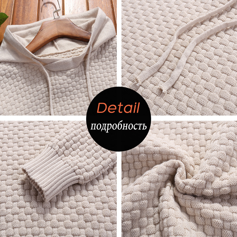 Plus Size 3XL Men Spring Cotton Warm Knitted Sweater Pullover Men Autum 3D Pattern Casual Hooded Sweater Coat Pull Homme Men 201224