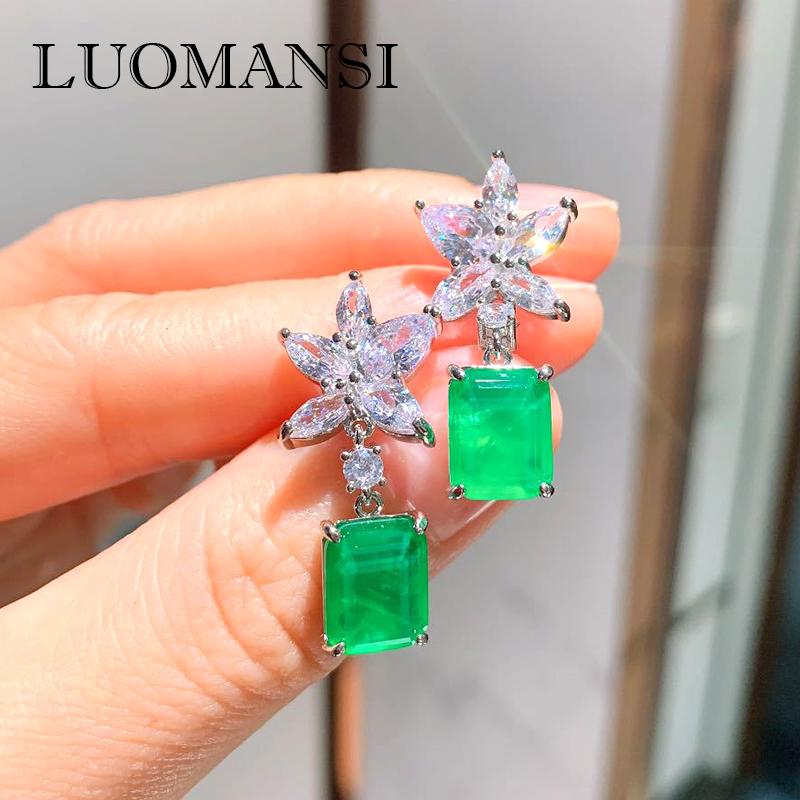 Luomansi S925 Silver Pendant Earrings Real Paraiba Gemstone Retro Earrings Woman Party Fine Jewelry Accessories 
Luomansi S925 Silver Pendant Earrings Real Paraiba Gemstone Retro Earrings Woman Party Fine Jewelry Accessories