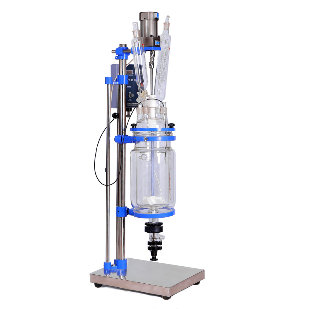 ZZKD Lab Supplies 5L Kettle Reactor Double Layer Glass Reaction with Dropping Flask Stirrer Condensor Seal