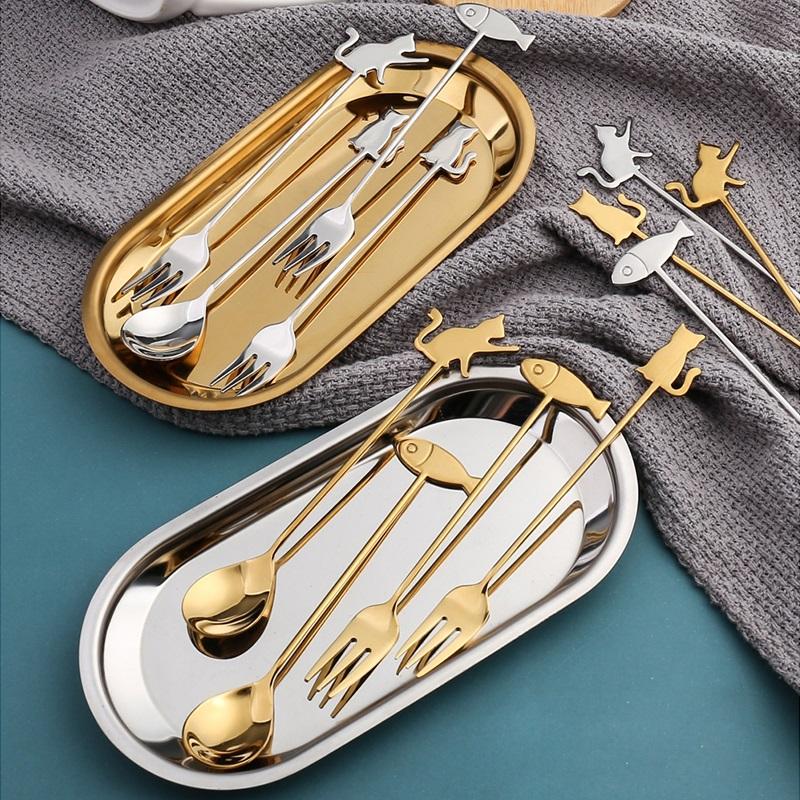 6Pcs Cute Cartoon Cat Spoon Fork Set Stainless Steel Coffee Spoon Fruit Snack Dessert Fork Kitchen Flatware Tableware
6Pcs Cute Cartoon Cat Spoon Fork Set Stainless Steel Coffee Spoon Fruit Snack Dessert Fork Kitchen Flatware Tableware