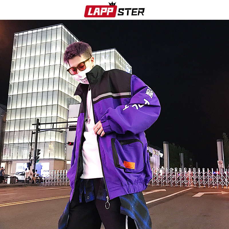 LAPPSTER Men Streetwear Reflective Jackets Windbreaker Mens Harajuku Patchwork Hip Hop Jackets Vintage Cargo Bomber Jackets 201218