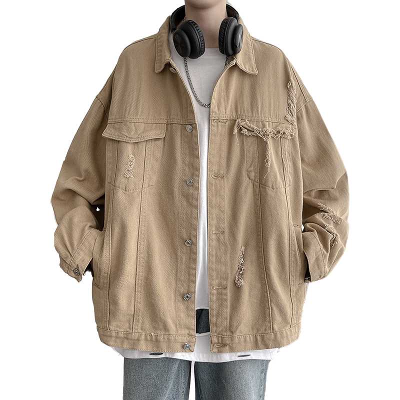 21 spring men's denim Korean fashion hole versatile tooling high class Street blasting jacket, Black
21 spring men's denim Korean fashion hole versatile tooling high class Street blasting jacket, Black