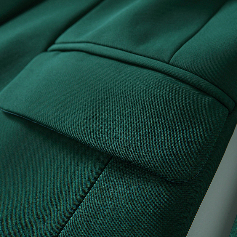 HIGH QUALITY Newest Blazer Women's Long Sleeve Double Breasted Metal Lion Buttons Blazer Jacket Outer Dark Green 201103
