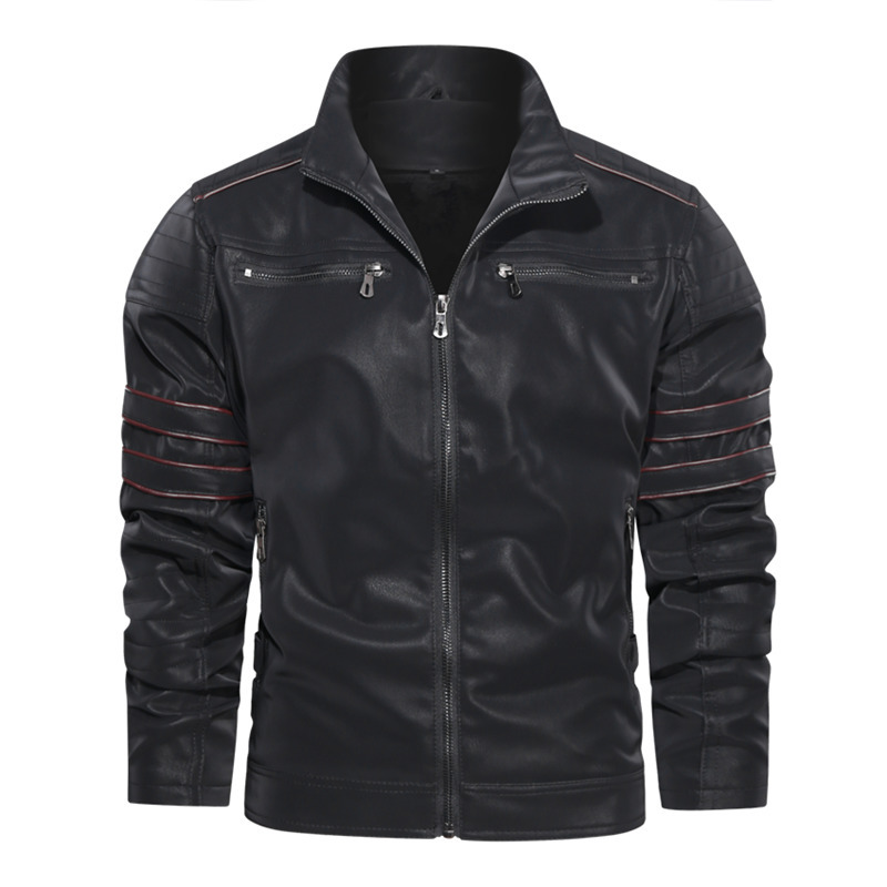 New Men's PU Leather Jacket Plus Velvet Warm Zipper Coat Male Windproof Motorcycle Jacket Coats Man Leather Biker Outwear 201120