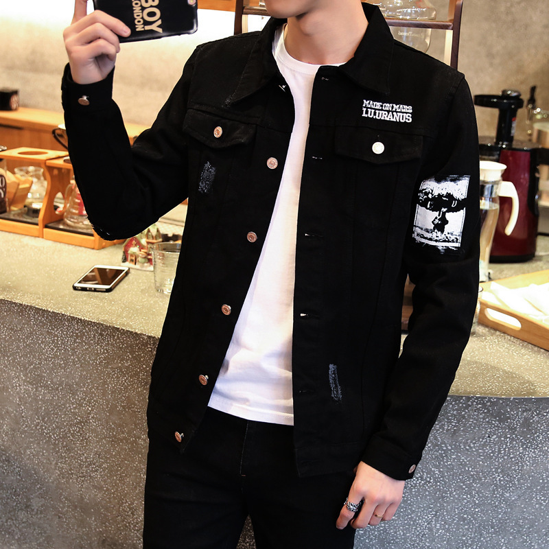 spring Autumn Casual streetwear men's Korean trendy jacket youth Slim handsome clothes men's black denim jacket 201130