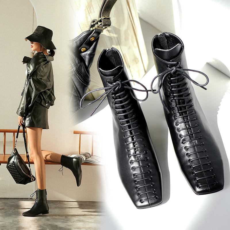 Women ankle boots Genuine Leather 22-24.5 cm Back zipper retro riding boots Motorcycle spring and autumn fashion, Black
Women ankle boots Genuine Leather 22-24.5 cm Back zipper retro riding boots Motorcycle spring and autumn fashion, Black