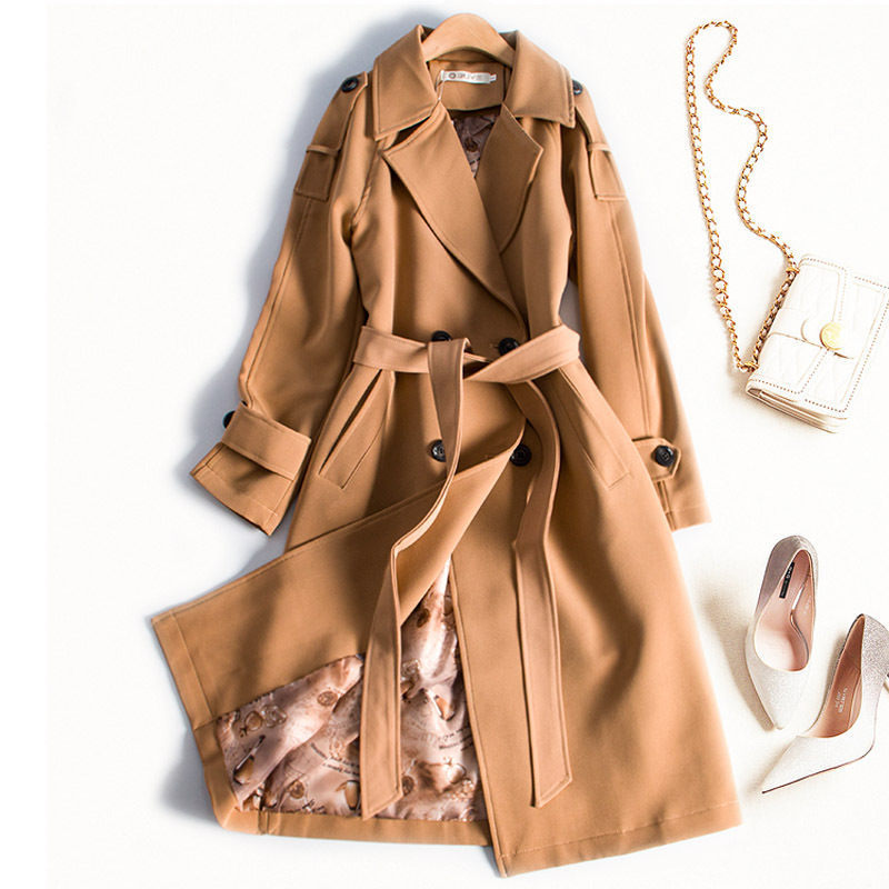 Women Trench Coat 2020 Spring Autumn Fashion Plus Size Slim Long Sleeve Chic Double-Breasted Long Windbreaker Female Outwear 765 T200828