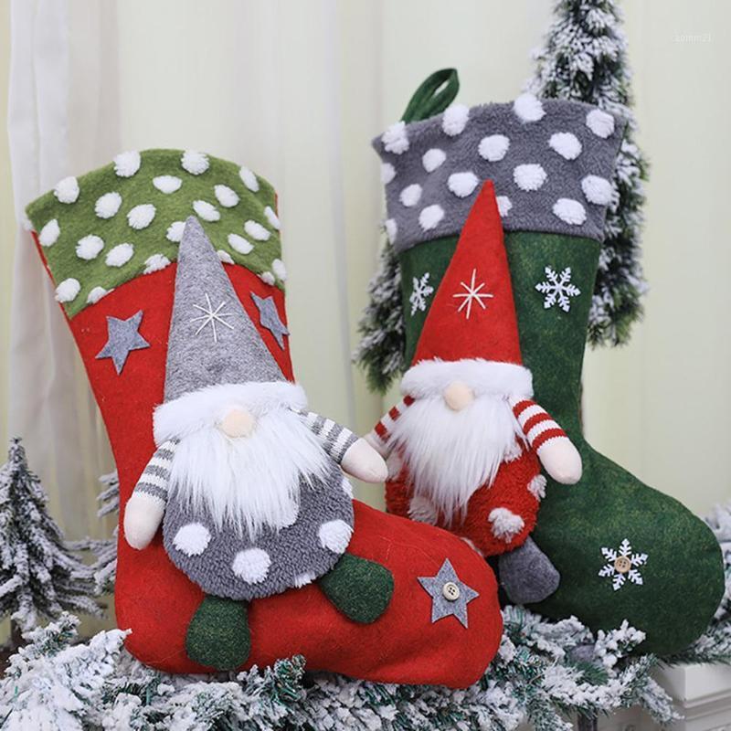 Christmas Stocking Sock Candy Gift Bag Container Tree Hanging Pendant Ornament1