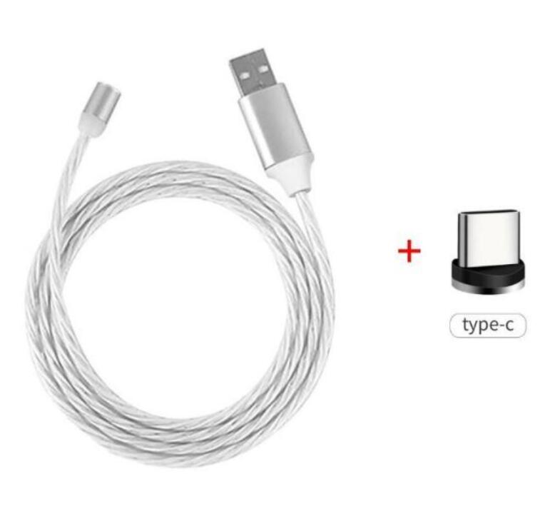 Magnetic cable 3 in 1 Fast Charger LED Flowing Light Type C Cables Quick Charging Line 2A Micro USB Cable Chargers Cord