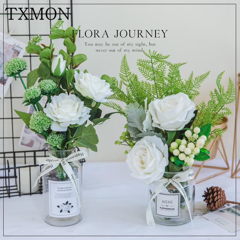 Nordic small fresh suit (flower + vase)silk artificial flower home living room glass vase table decoration wedding fake flowers, 04
Nordic small fresh suit (flower + vase)silk artificial flower home living room glass vase table decoration wedding fake flowers, 04