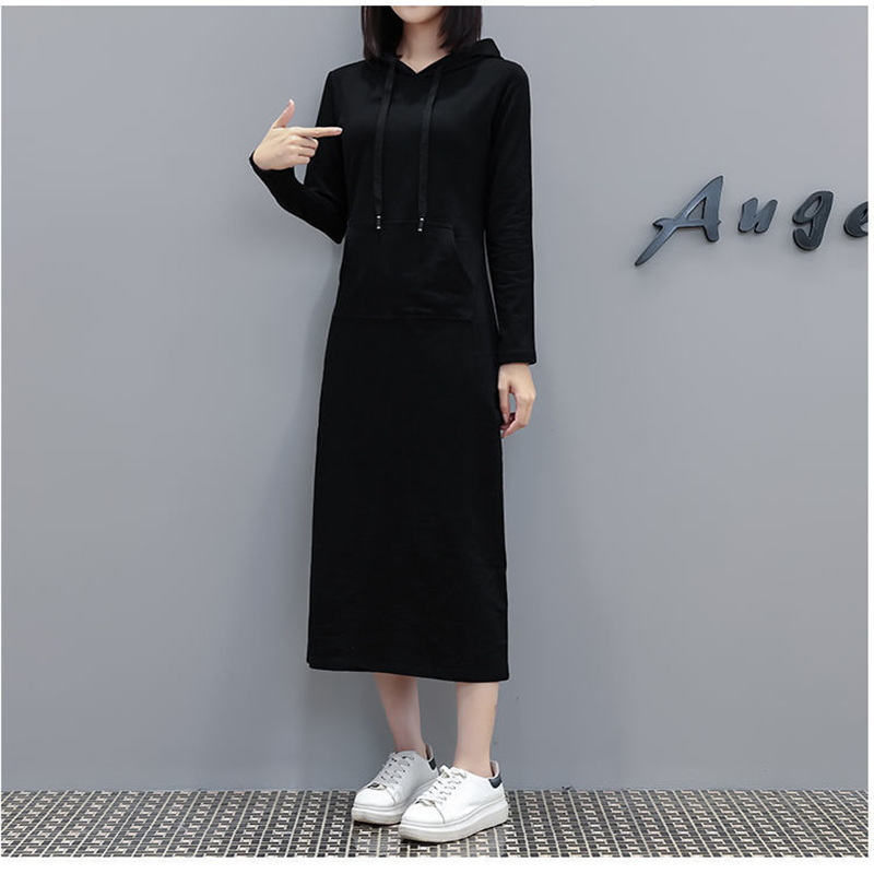 women's dress autumn and winter clothes new Plus size style hooded long-sleeved womens fashion dress over-the-knee dress loose long skirt, Black
women's dress autumn and winter clothes new Plus size style hooded long-sleeved womens fashion dress over-the-knee dress loose long skirt, Black