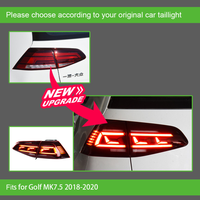Automotive DRL lamp For VW Golf 7 LED Turn Signal tail light 2013-20 Golf 7.5 Rear Brake Reversing Lights