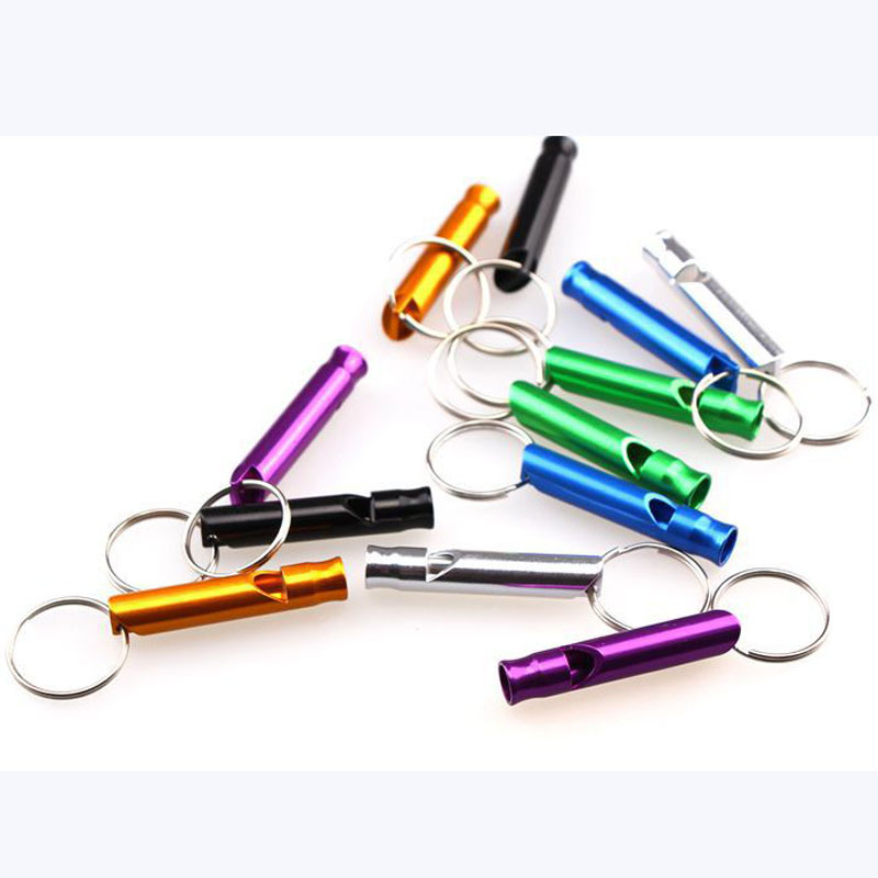Mini Aluminum Whistle Keychain Dogs Training Keychain Whistle Outdoor Hiking Portable Survival Small Whistle Key Ring Customized