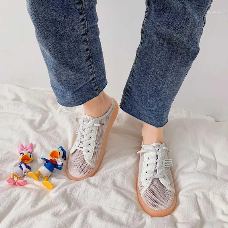 Breathable Mesh Strappy Flat Half Slippers Women Closed Toe Sandals Summer Flat Heel Sandals Women Round Toe Mules Shoes 20201, White
Breathable Mesh Strappy Flat Half Slippers Women Closed Toe Sandals Summer Flat Heel Sandals Women Round Toe Mules Shoes 20201, White