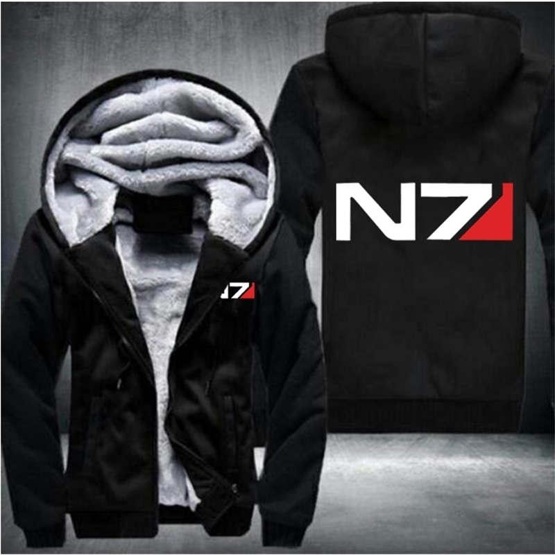 USA size Men Mass Effect N7 Zipper Jacket Sweatshirts Thicken Hoodie Coat Casual sweatshirts men fashion hoodie streetwear 201020
