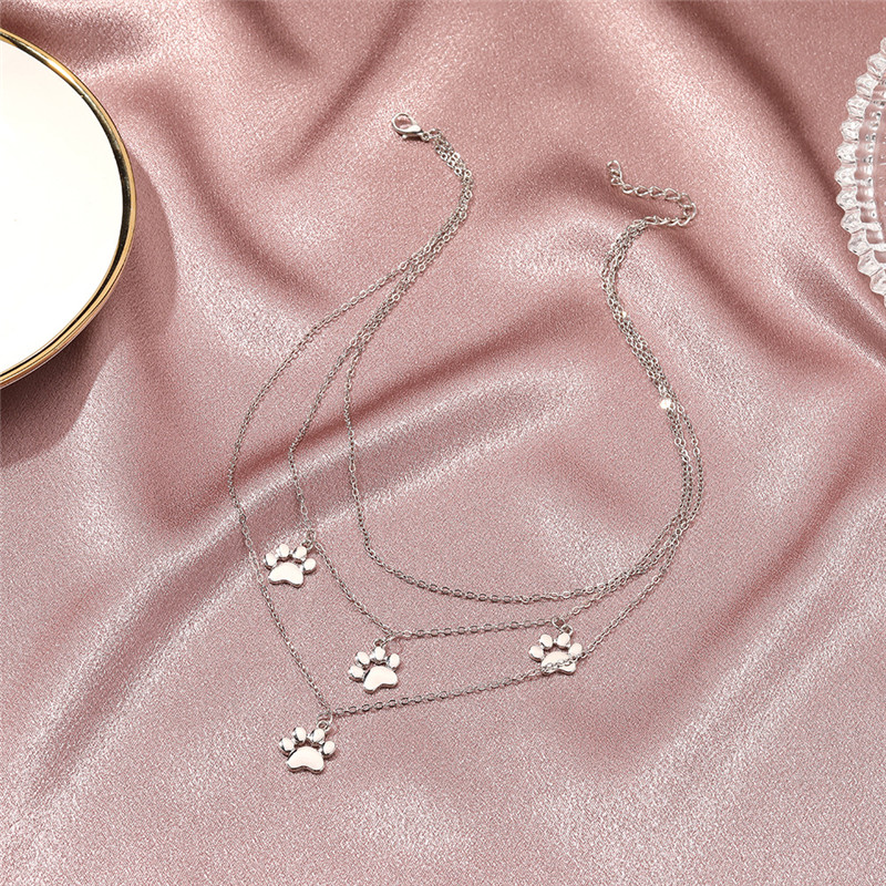 15pcs/Lot European Three Layers Animal Footprint Pendant Necklaces Alloy Gold Paw Print Clavicle Chain For Women Dress Necklace Jewelry, Silver
15pcs/Lot European Three Layers Animal Footprint Pendant Necklaces Alloy Gold Paw Print Clavicle Chain For Women Dress Necklace Jewelry, Silver