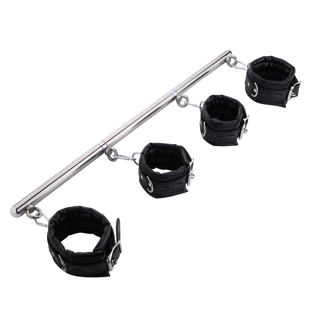 Stainless Steel Adjustable Spreader Bar Bondage Set Sex Handcuffs Ankle Cuffs Fetish Restraints Sex Toys Bdsm For Couples Y201118