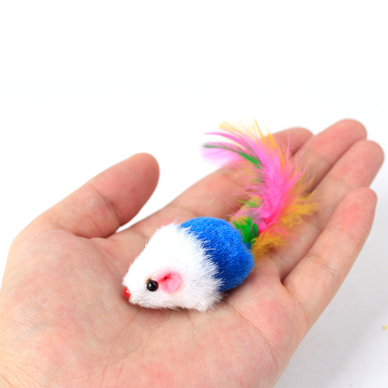 Colorful Cat Toy Lovely Mouse For Cats Dogs Funny Fun Playing Contain Caip Toys Pet Supplies