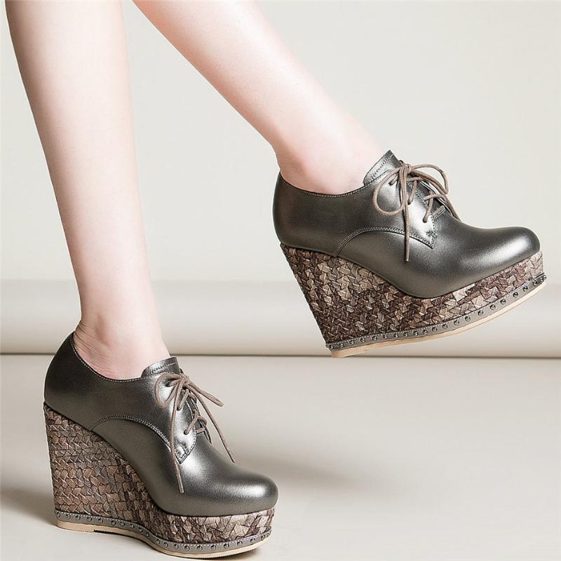 Chunky Platform Pumps Shoes Women Lace Up Genuine Leather Wedges High Heel Ankle Boots Female Low Top Round Toe Oxfords Shoes, Black
Chunky Platform Pumps Shoes Women Lace Up Genuine Leather Wedges High Heel Ankle Boots Female Low Top Round Toe Oxfords Shoes, Black