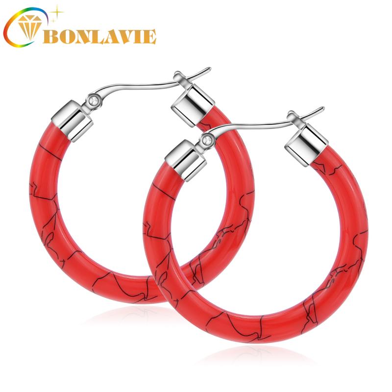 BONLAVIE Titanium Steel Resin Round Hoop Earrings Women Ladies Stainless Steel Earrings Party Hip Hop Hoops
BONLAVIE Titanium Steel Resin Round Hoop Earrings Women Ladies Stainless Steel Earrings Party Hip Hop Hoops