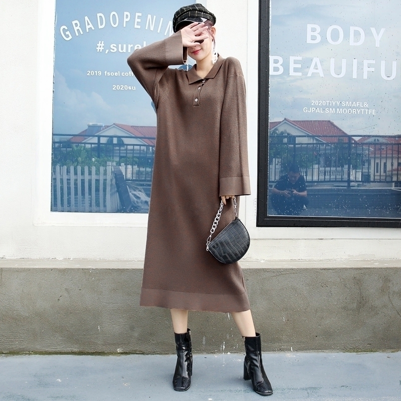 GIGOGOU Oversized Long Knit Women Maxi Straight Dress Thick Warm Turn-Down Collar Sweater Dress Autumn Winter Button Party Dress 201006, Black xy9039
GIGOGOU Oversized Long Knit Women Maxi Straight Dress Thick Warm Turn-Down Collar Sweater Dress Autumn Winter Button Party Dress 201006, Black xy9039