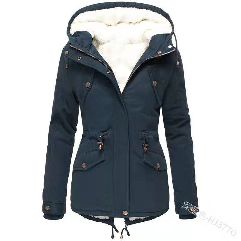 Women Winter Coat Thicken Warm Tops Autumn Winter Hooded Cotton Fur Plus Size Basic Jacket Outerwear Slim Long Ladies 201217