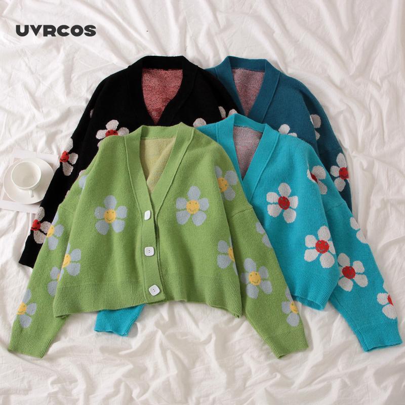 UVRCOS Autumn Cardigans Sweater Women Loose V Neck Flower Cardigan Green Sweater Female Short top Cute Casual Coat Thicked, Black
UVRCOS Autumn Cardigans Sweater Women Loose V Neck Flower Cardigan Green Sweater Female Short top Cute Casual Coat Thicked, Black