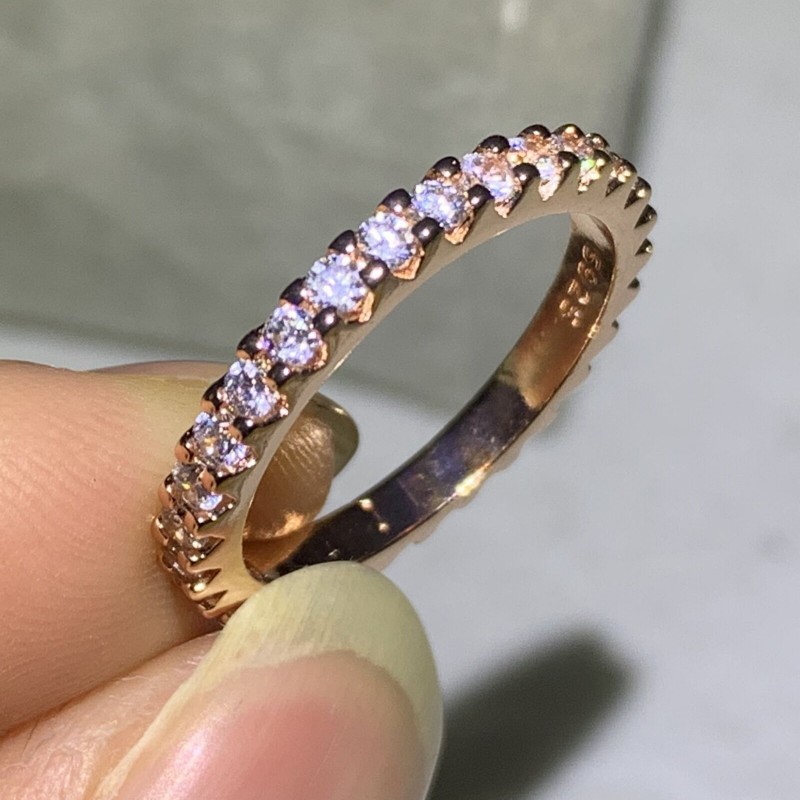1.5MM Simple Fashion Wedding Band Rings Luxury Jewelry 925 Sterling Silver Pave White Sapphire CZ Diamond Gemstones Rose Gold Fill Women Engagement Ba