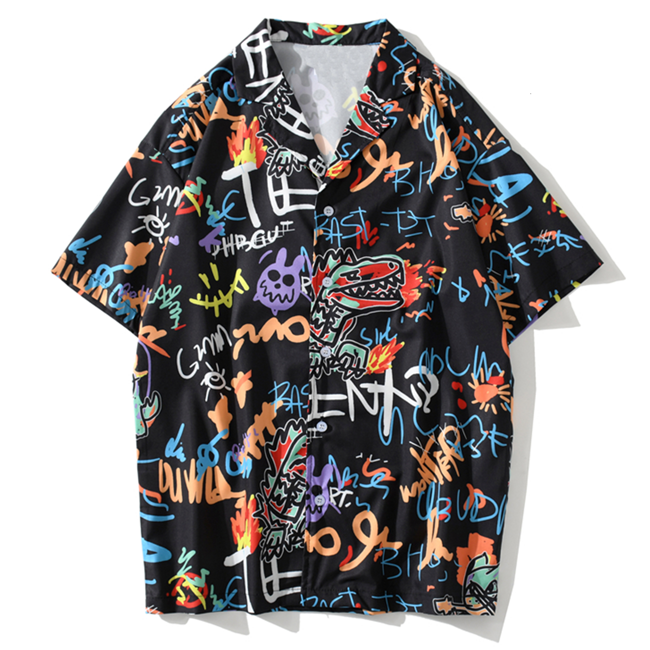 2021 New Cartoon Graffiti Print Hip Hop Beach Shirts Men Streetwear Hawaii Casual Short Sleeve Summer Loose Oversized Tops G29h, Black
2021 New Cartoon Graffiti Print Hip Hop Beach Shirts Men Streetwear Hawaii Casual Short Sleeve Summer Loose Oversized Tops G29h, Black
