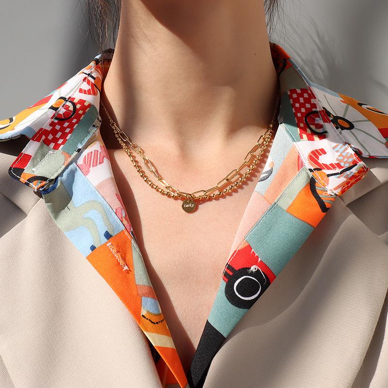 Chokers Goth Lucky Bead Link Chain Choker Necklace Multi Layer Stainless Steel Coin Neck Pendants Women Girl Valentines Day Jewelry Gift
Chokers Goth Lucky Bead Link Chain Choker Necklace Multi Layer Stainless Steel Coin Neck Pendants Women Girl Valentines Day Jewelry Gift