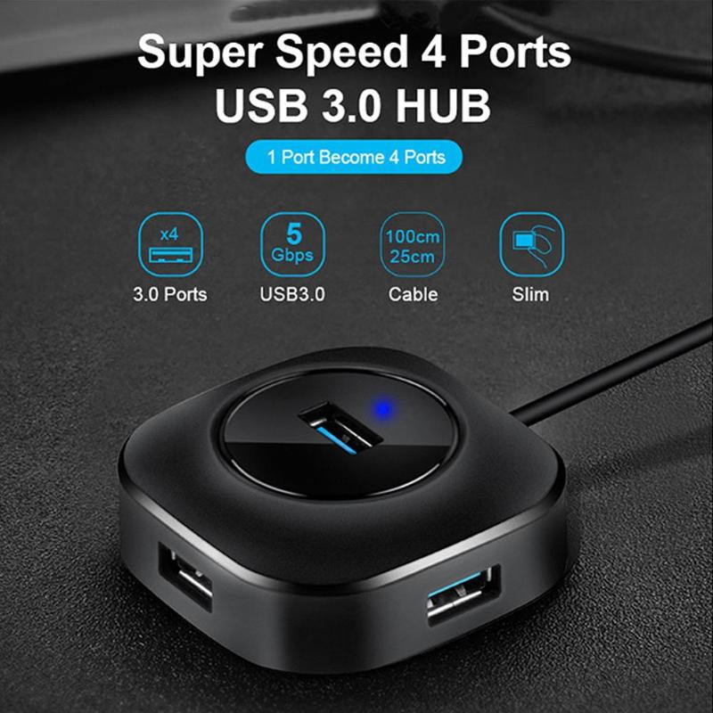 

4 Ports Mini USB Hub USB 3.0 Hub 2.0 Multi Splitter Adapter Speed Multiple 3 Hab usb3.0 Port USB-Hub Expander For PC