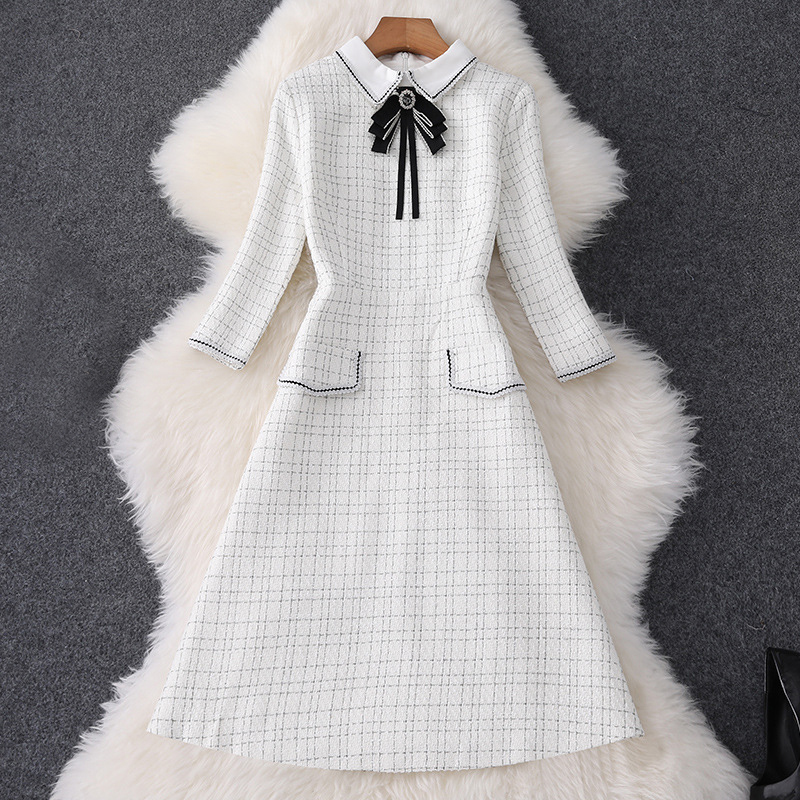 2022 Fall 3/4 Sleeve Lapel Neck Cream Plaid Print Tweed Ribbon Tie Bow Panelled Knee-Length Dress Elegant Casual Dresses MQ30874561130787820, Multi
2022 Fall 3/4 Sleeve Lapel Neck Cream Plaid Print Tweed Ribbon Tie Bow Panelled Knee-Length Dress Elegant Casual Dresses MQ30874561130787820, Multi