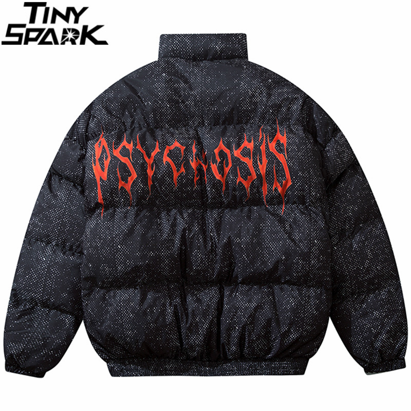Mens Hip Hop Oversized Parka Jacket Streetwear Illusion Girl Print Jacket Harajuku Cotton Winter Padded Jacket Coat Warm Outwear 201128