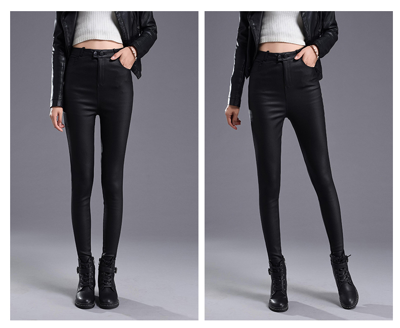 Slim Long PU Leather Trousers Autumn Women High Waist Stretch Leggings Sexy Bodycon Casual Pencil Pants 7367 50 210506