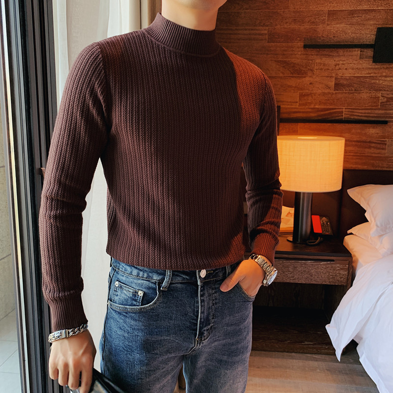 6Colors Autumn Winter New Slim Fit Long Sleeve Pullovers Sweater Men Clothing Solid Casual Pull Homme Streetwear Turtleneck 3XL 201022