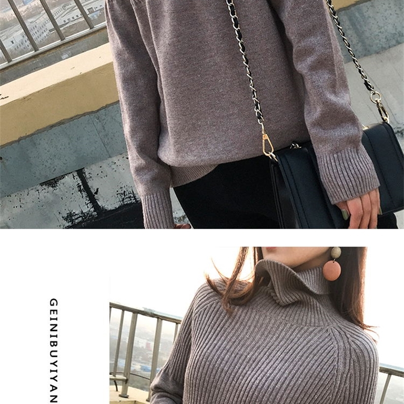 High quality turtleneck ladies winter pullover cashmere solid knit fall fashion sweater 201222