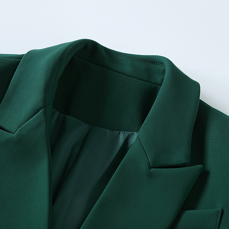 HIGH QUALITY Newest Blazer Women's Long Sleeve Double Breasted Metal Lion Buttons Blazer Jacket Outer Dark Green 201103