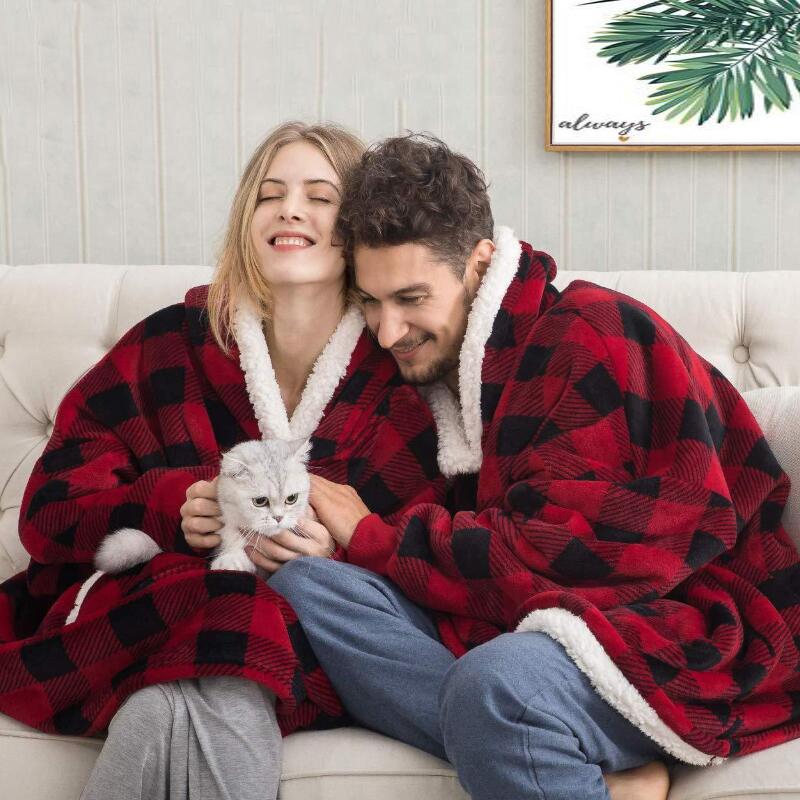 Plaid Blankets With Sleeves Hoodie Sweatershirt Wearable Fleece Hooded Blankets Adult Sofa Pocket Blanket couverture polaire
Plaid Blankets With Sleeves Hoodie Sweatershirt Wearable Fleece Hooded Blankets Adult Sofa Pocket Blanket couverture polaire