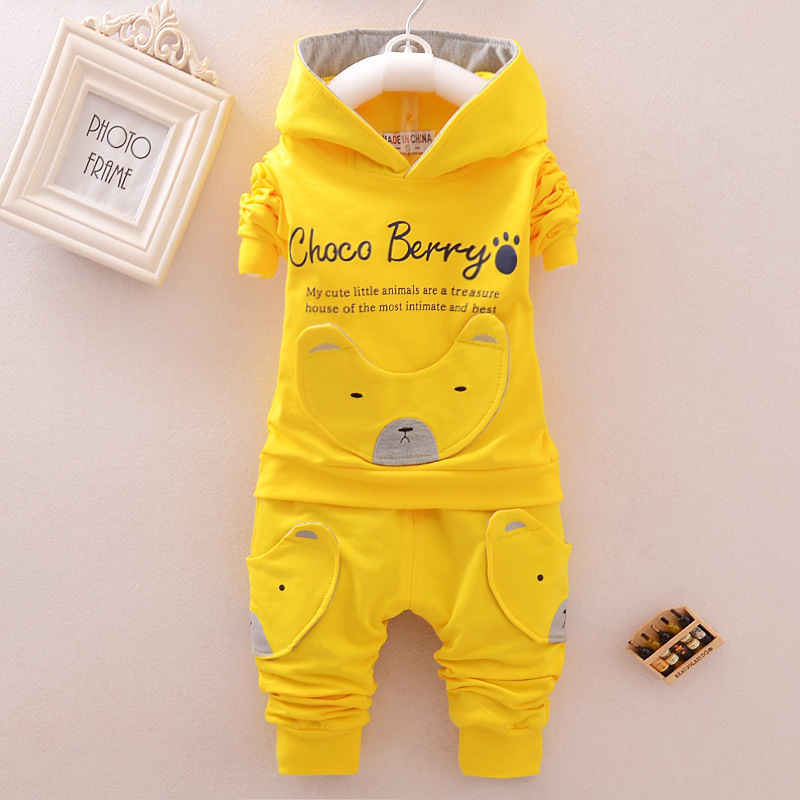 Children Cotton Clothing Sets Kids Hoodies Pants 2Pcs/Sets Fashion Baby Boy Girl Cartoon Hooded Suit Toddler Sport Tracksuit 201127