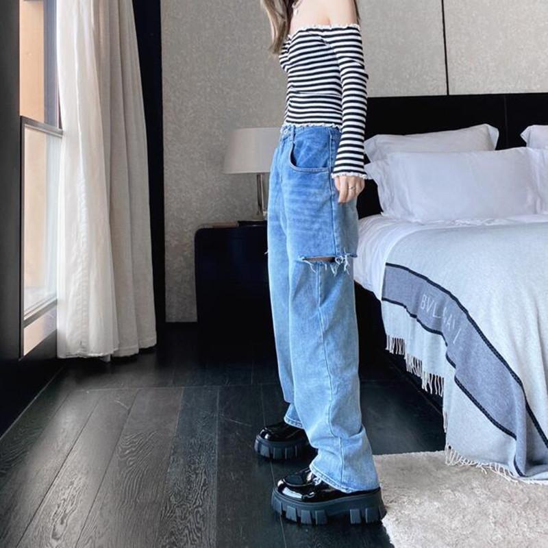 Woman Jeans Ripped High Waist Clothes Wide Leg Denim Clothing Streetwear Vintage Quality 2020 Fashion Harajuku Straight Pants, Blue
Woman Jeans Ripped High Waist Clothes Wide Leg Denim Clothing Streetwear Vintage Quality 2020 Fashion Harajuku Straight Pants, Blue