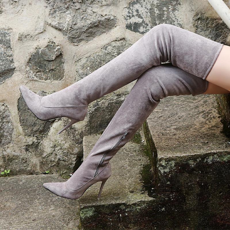 Women's Shoes Women Over Knee Boots Winter Pointed Toe Thin Heels Zip Flock Slip On Fashion Keep Warm Party Elegant Solid, Black
Women's Shoes Women Over Knee Boots Winter Pointed Toe Thin Heels Zip Flock Slip On Fashion Keep Warm Party Elegant Solid, Black