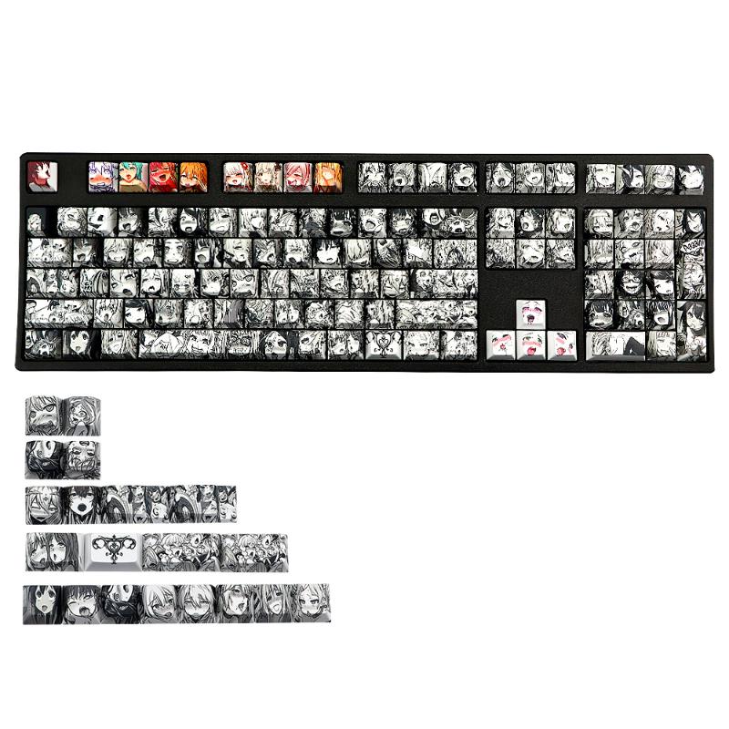 PBT 128 key Ahegao Keycap Dye Sublimation Cherr Profile Japanese Anime Keycap For Cherry Gateron Kailh switch GK61 GK64 Keyboard