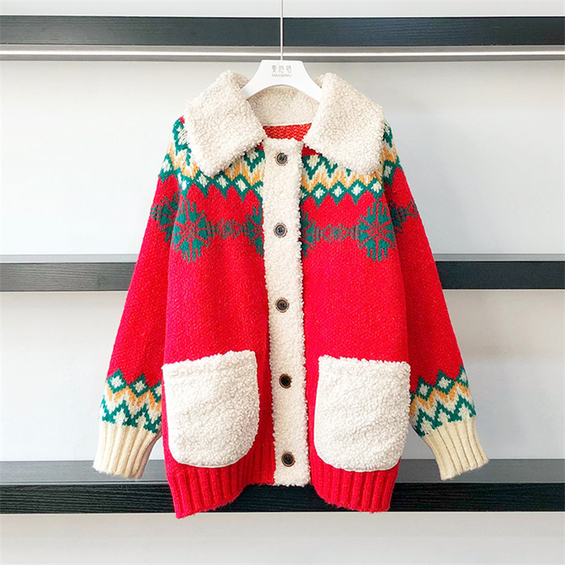2021 New Red Christmas Tops Feminine Sweet Sweater the Thick Lamb Wool Cardigan Mesh Loose Fleece Wear Fluffy Jacket 82UZ
2021 New Red Christmas Tops Feminine Sweet Sweater the Thick Lamb Wool Cardigan Mesh Loose Fleece Wear Fluffy Jacket 82UZ