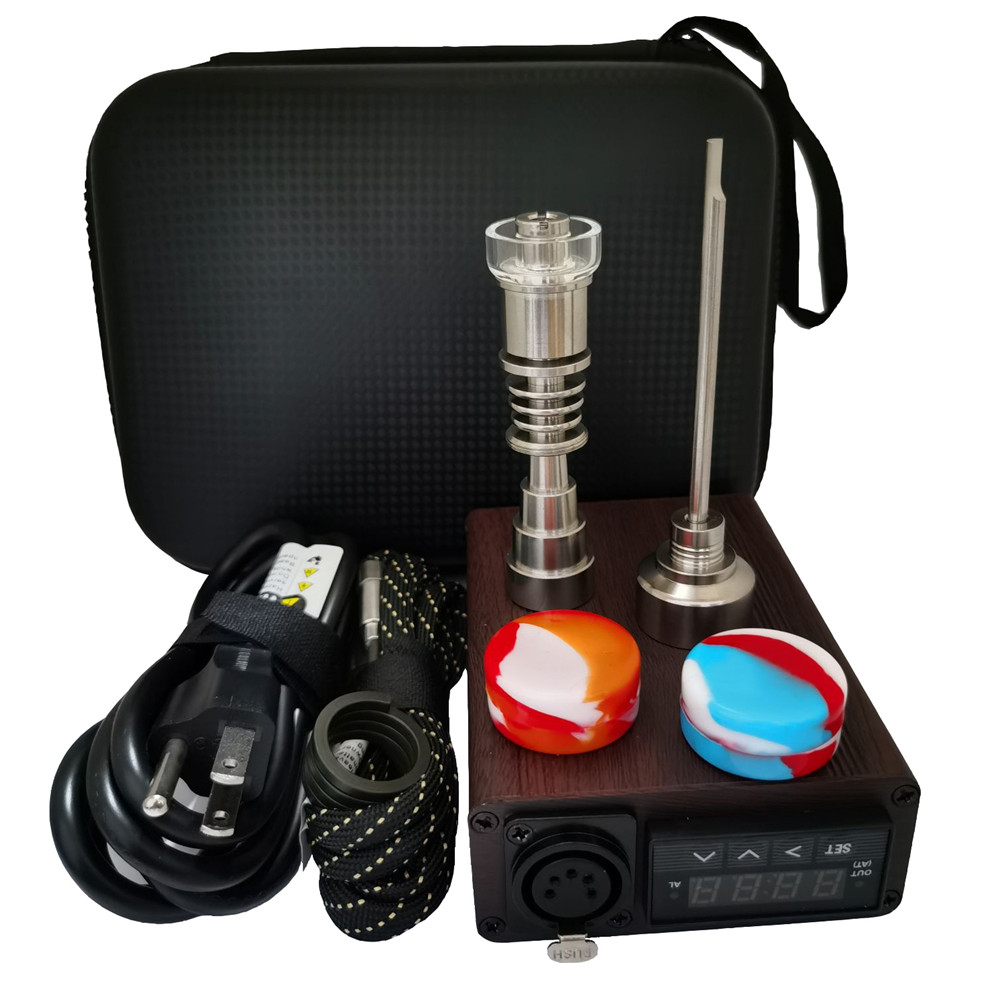 Wood Pattern ENail Dab Kit Electric Dab Nail Pen Rig Wax PID TC Box with Coil Heater 6in1 Hybrid Ti&Quartz Nail for glass bongs, 20mm eu plug 220v
Wood Pattern ENail Dab Kit Electric Dab Nail Pen Rig Wax PID TC Box with Coil Heater 6in1 Hybrid Ti&Quartz Nail for glass bongs, 20mm eu plug 220v